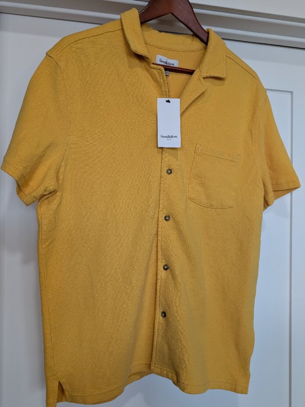 Men's Full Button Camp Shirt - Goodfellow & Co Yellow Medium NWT
